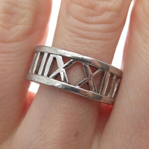 925 Sterling Silver Vintage Roman Numerals Band Ring Size 8.5 - Etsy