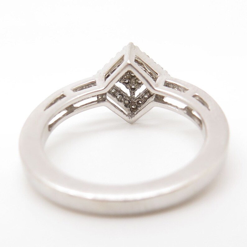 Signed 925 Sterling Silver Real Diamond Rhombus Ring Size 7 Etsy