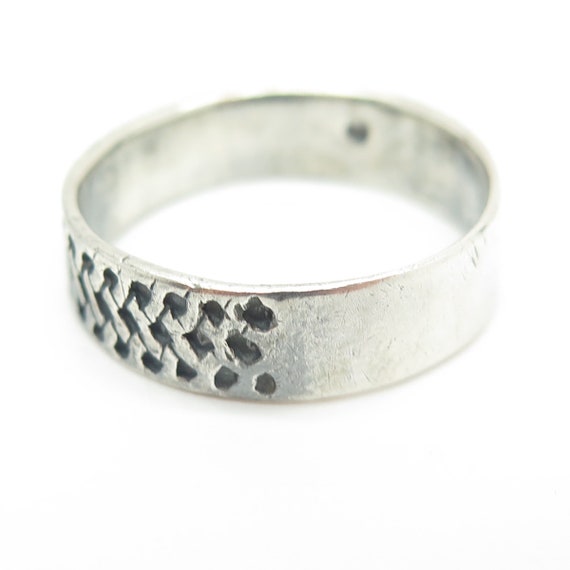 925 Sterling Silver Vintage Woven Band Oxidized R… - image 4