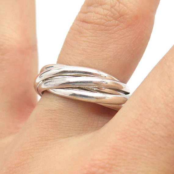 925 Sterling Silver Vintage Mexico Spiral / Interlocked Ring