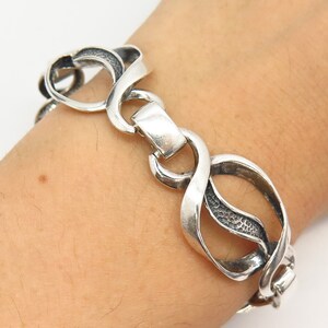 925 Sterling Silver Vintage Ribbon Design Link Bracelet 7&quot;