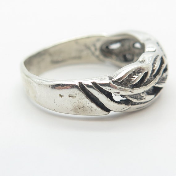 925 Sterling Silver Vintage Leaf Band Ring Size 8… - image 4