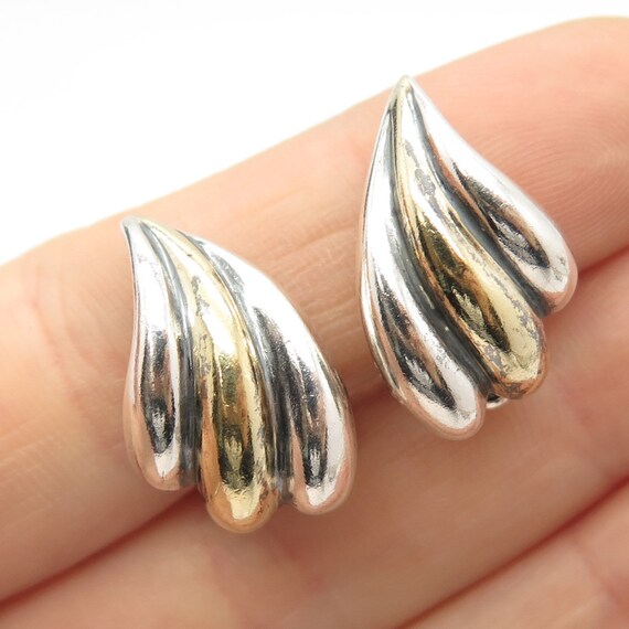 925 Sterling Silver Vintage Ribbed Clip On Earring