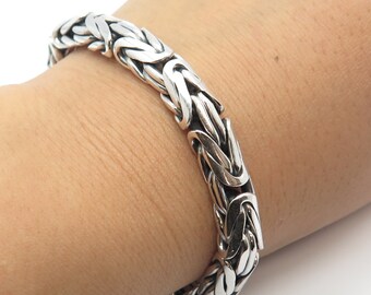 925 Sterling Silver Vintage Byzantine Link Bracelet 7.25"