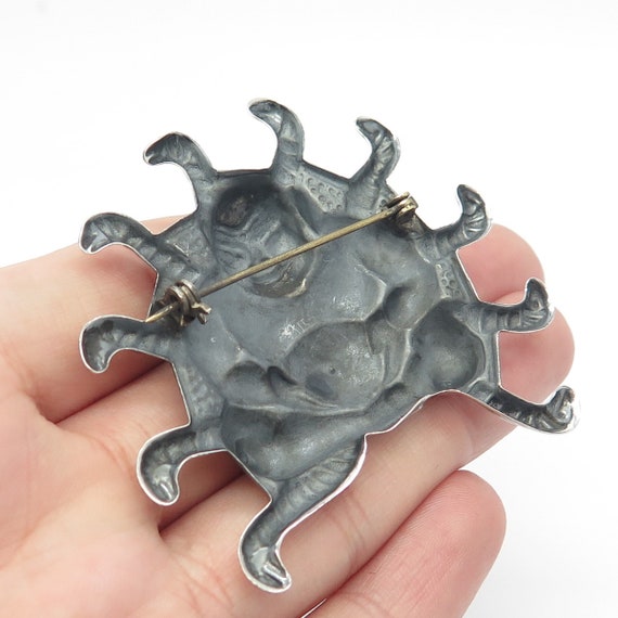 925 Sterling Silver Vintage Sitting Buddah & Snakes Pin Brooch View 2