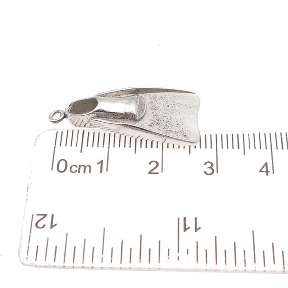 925 Sterling Silver Vintage HLP Scuba Diving Fin Oxidized Charm Pendant View 3