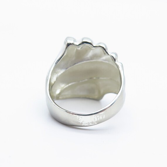 925 Sterling Silver Vintage HAN Ribbed Wide Ring … - image 5