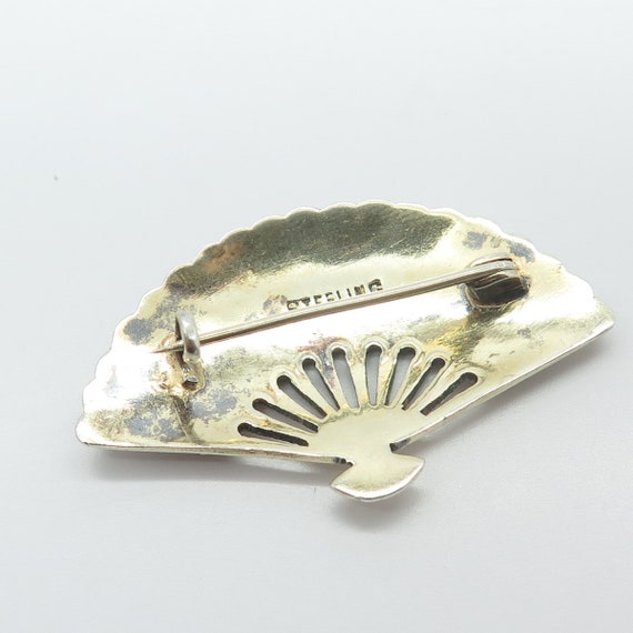 925 Sterling Silver Gold Plated Vintage Enamel Fl… - image 5