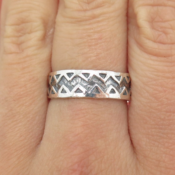 925 Sterling Silver Vintage Zig Zag Band Ring Size 8.5 - Etsy