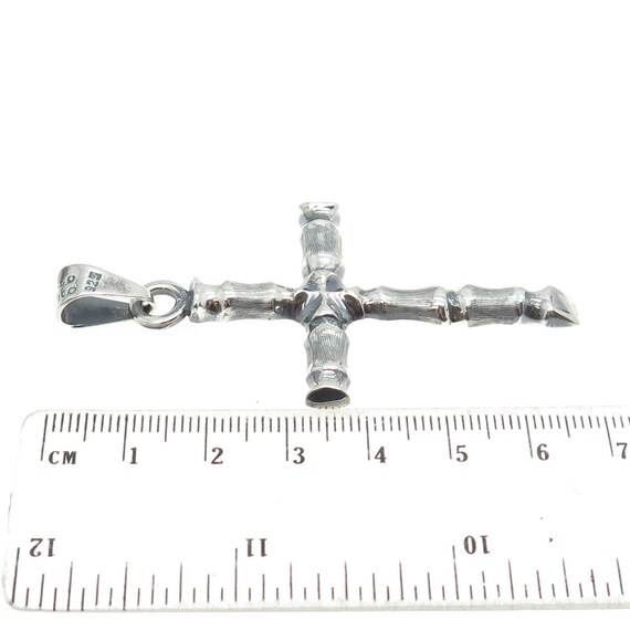 925 Sterling Silver Vintage Mexico Bamboo Cross P… - image 3