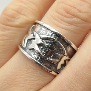 925 Sterling Silver Vintage Abstract Design Band Ring