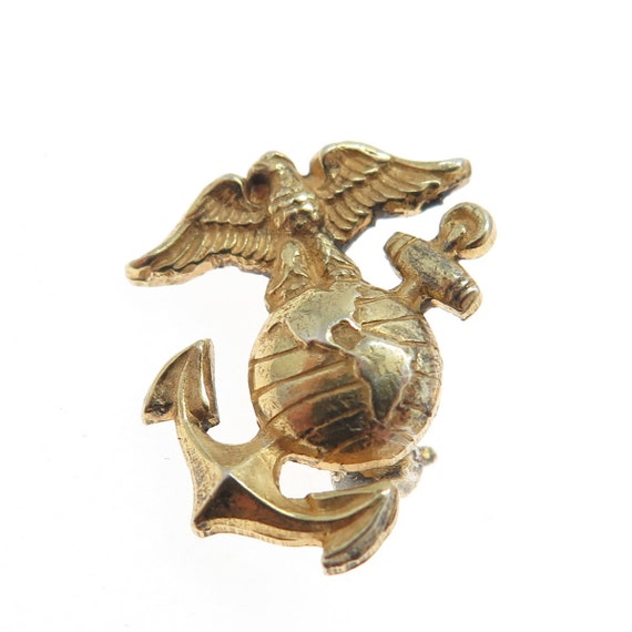 925 Sterling Silver Gold Plated Antique WWII USMC… - image 4