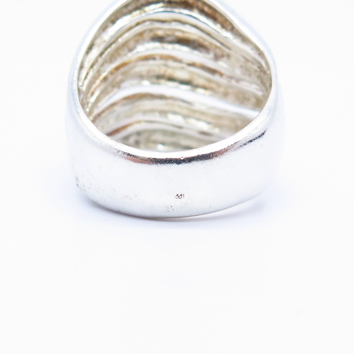 vintage silver ring シルバーリング 925 Sterling Silver Vintage Wide Wavy Multi-row Ring Size 8