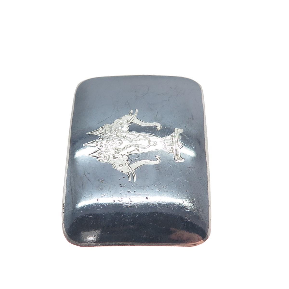 ALEX & CO. 925 Sterling Silver Antique Siam Niello Elephant  display picture 1