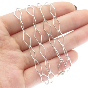 925 Sterling Silver Vintage Italy Rhombus Chain Necklace 26&quot;