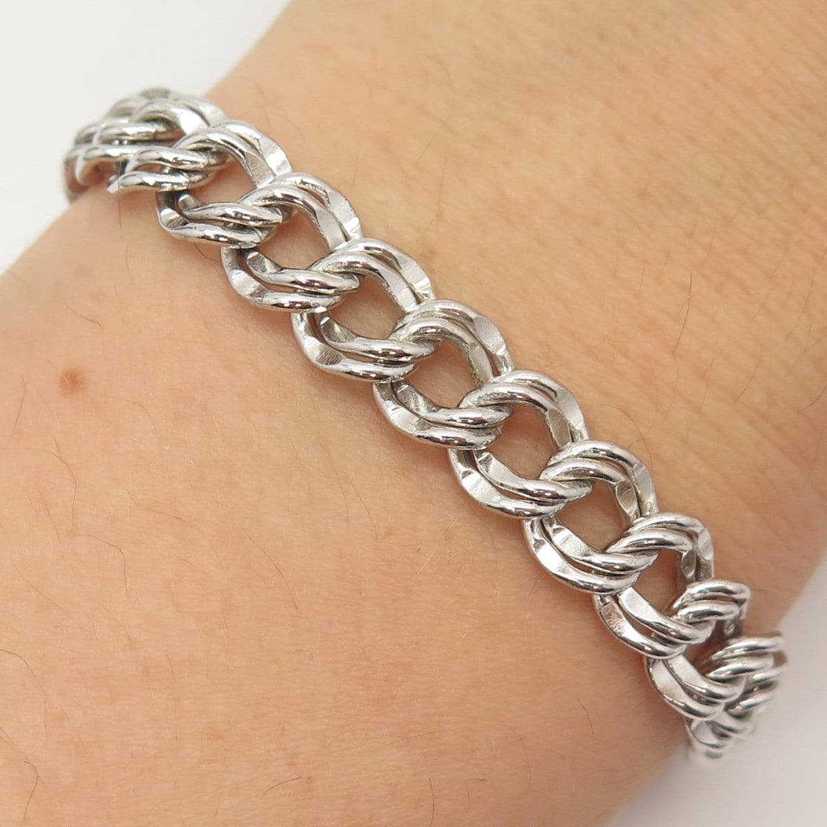 925 Sterling Silver Vintage Double Cable Link Bracelet 6.5 925 Sterling Silver Vintage Double Cable Link Bracelet 6.5