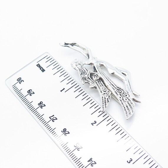 925 Sterling Silver Vintage Fairy Naked Girl Pin … - image 3