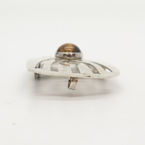 925 Sterling Silver Vintage Tiger Eye Gem Menorah… - image 3