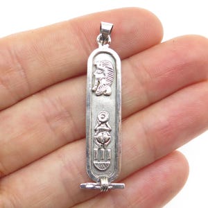 800 Silver Vintage Egypt Pharaoh and Scarab Cartouche Pendant