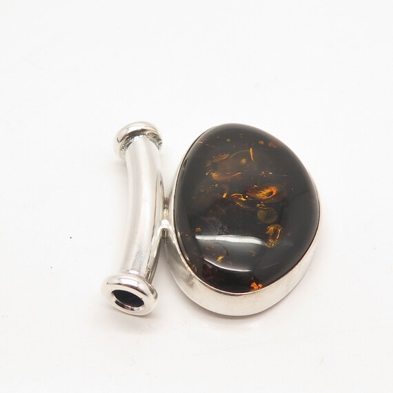 925 Sterling Silver Vintage Real Amber Slide Pend… - image 7