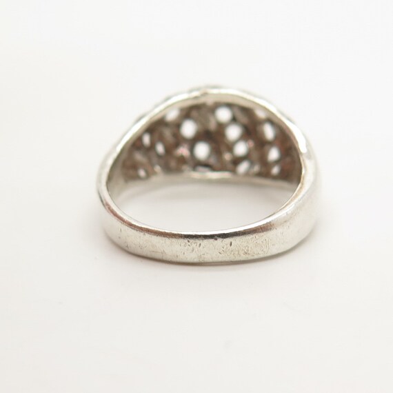 925 Sterling Silver Vintage Cutout Domed Ring Siz… - image 5