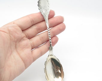 900 Silver Antique J. Bowman Etched Tea Spoon