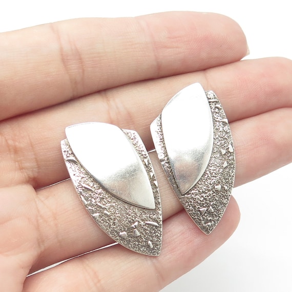 VINTAGE LOUIS BOOTH EARRINGS-HANDMADE STERLING SILVER AND BRASS-MODERNIST  DESIGN