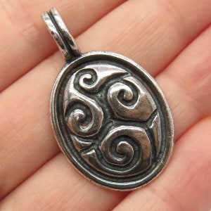 925 Sterling Silver Vintage Swirl Design Slide Pendant