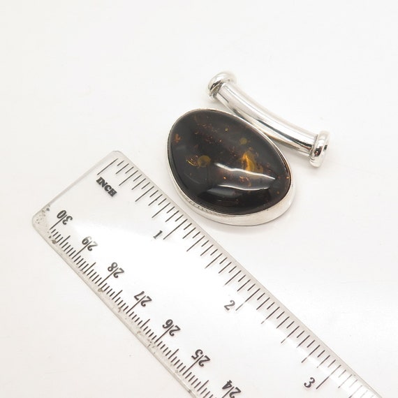 925 Sterling Silver Vintage Real Amber Slide Pend… - image 3