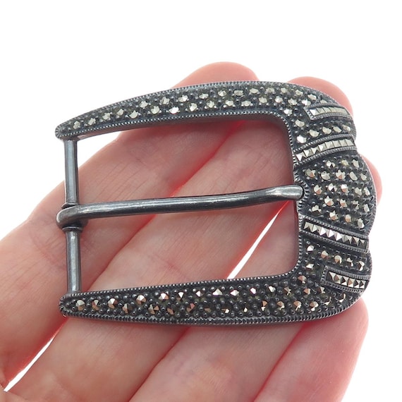 Women Judith Jack Belt Vintage Judith Jack Sterling Silver Buckle Leather Belt  main image 4