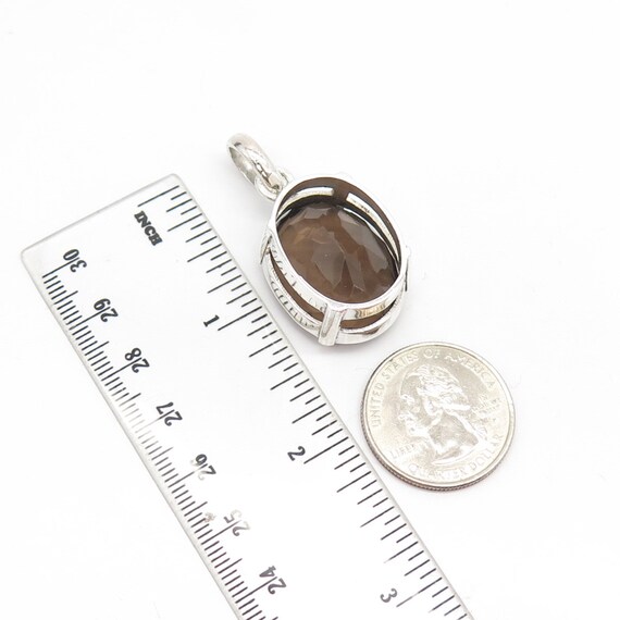 925 Sterling Silver Vintage Real Smoky Quartz Gem… - image 2