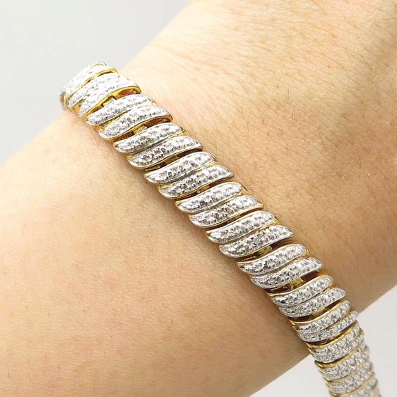 Ross Simons One Diamond Accent Link Gold Over 925 Sterling Silver Tennis Bracelet