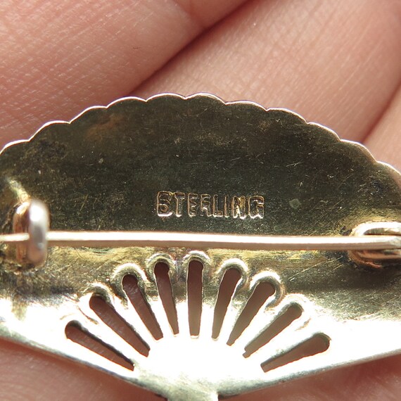 925 Sterling Silver Gold Plated Vintage Enamel Fl… - image 8