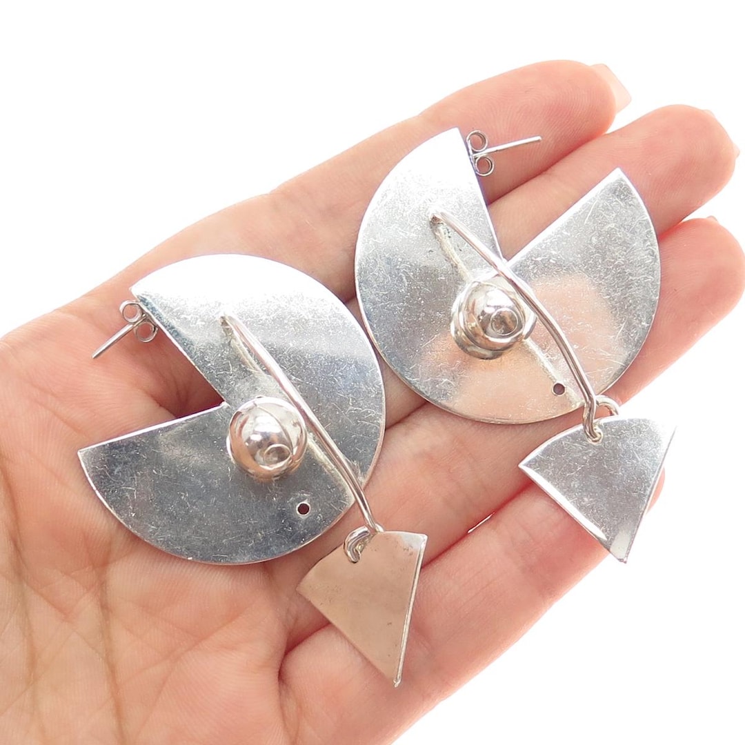 STACEY KMETYK 925 Sterling Silver Vintage Modernist Earrings - Etsy