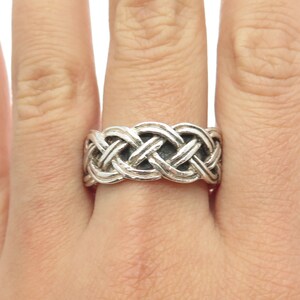 925 Sterling Silver Vintage Woven Band Ring Size 10.5