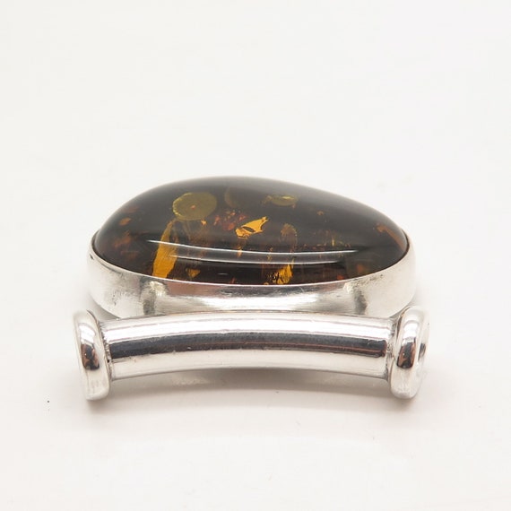 925 Sterling Silver Vintage Real Amber Slide Pend… - image 6