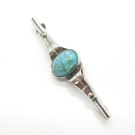 830 Silver Antique Art Deco Real Turquoise Gemsto… - image 5