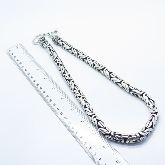 925 Sterling Silver Vintage Byzantine Chain Neckl… - image 2