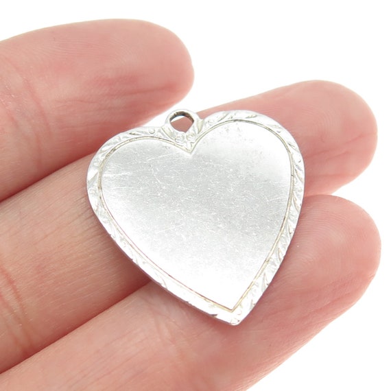 925 Sterling Silver Antique Art Deco Heart Pendant