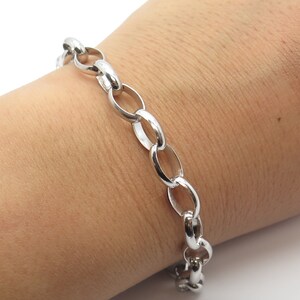925 Sterling Silver Vintage Toggle Clasp Oval Link Bracelet 6.75&quot;