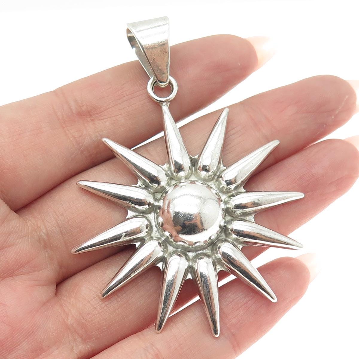 925 Sterling Silver Vintage Mexico Sun Pendant - Etsy