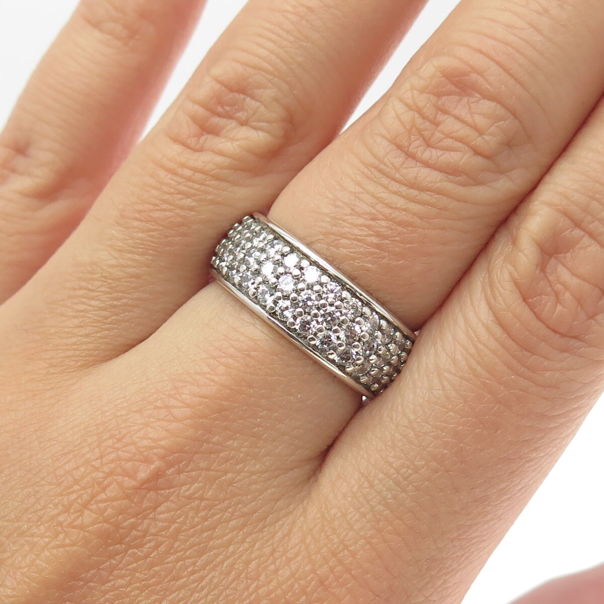 925 Sterling Silver Pave C Z Band Ring Size 8 - Etsy 925 Sterling Silver Pave C Z Band Ring Size 8 - Etsy