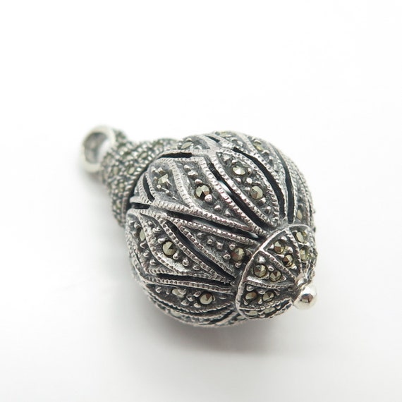 925 Sterling Silver Vintage Real Marcasite Gem An… - image 4