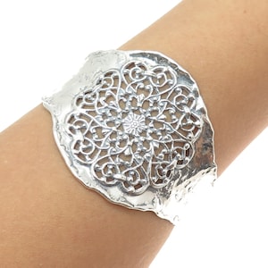 OR PAZ PZ 925 Sterling Silver Vintage Israel Floral Adjustable Bracelet 7.25&quot;