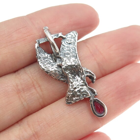 925 Sterling Silver Vintage Real Ruby Eagle and C… - image 2