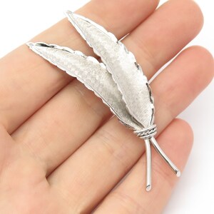 925 Sterling Silver Vintage Textured Leaf Pin Brooch