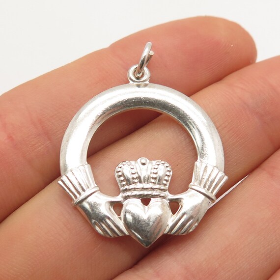 925 Sterling Silver Vintage Ireland Irish Claddagh Pendant Etsy