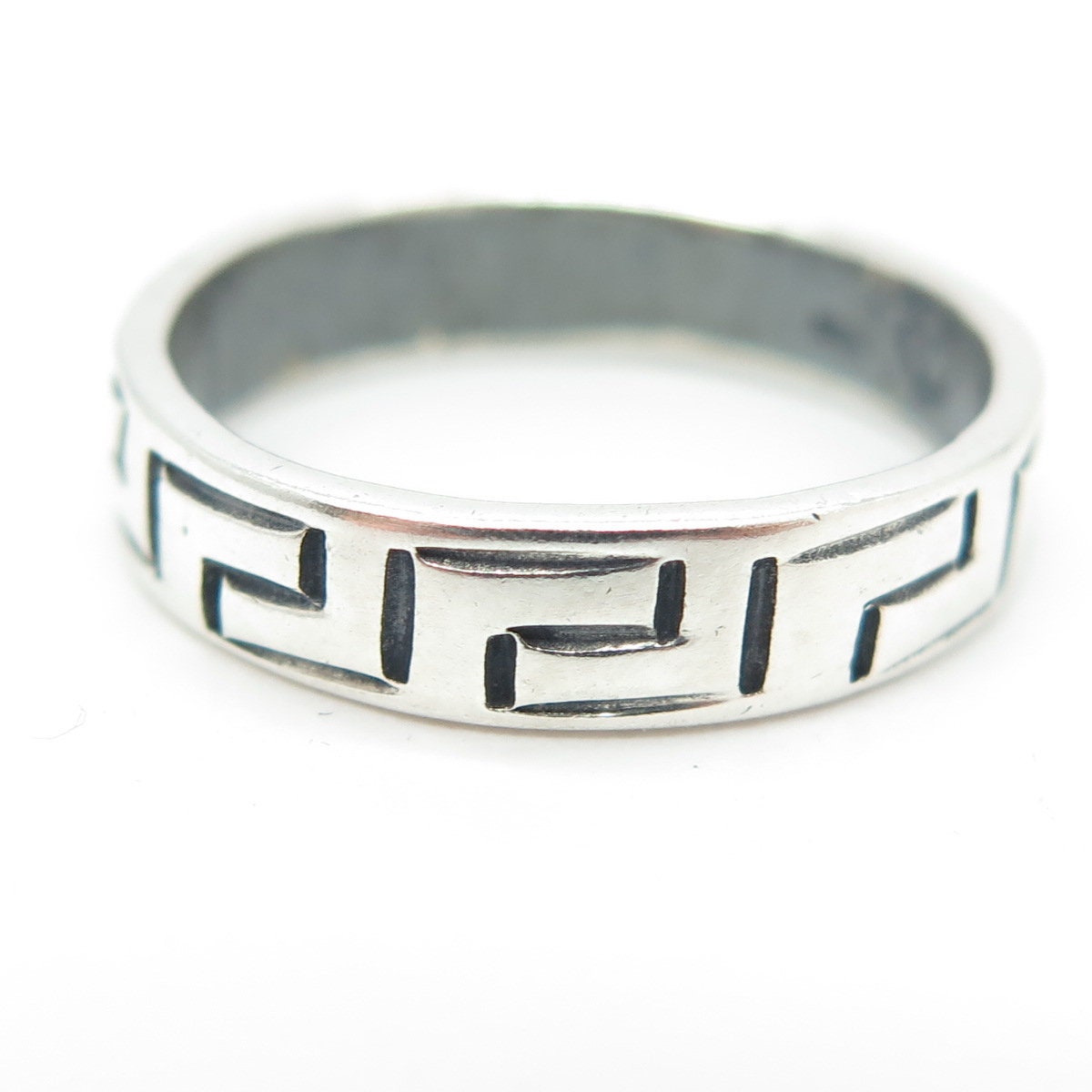 925 Sterling Silver Vintage Mexico Tribal Maze Band Ring Size 8.5