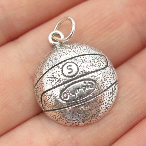 925 Sterling Silver Vintage "Olympia" Ball Pendant - image 1