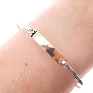 CARTIER 925 Sterling Silver 18K Gold Vintage C De Cartier Bangle Bracelet 6.5&quot;